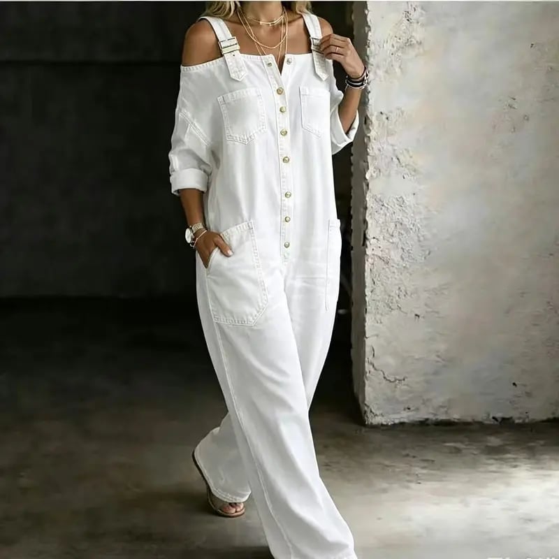 β¨ Off-Shoulder Denim Jumpsuit | Matches Any Style: Sexy, Sweet, Casual | Wide Leg Overalls Y2K π