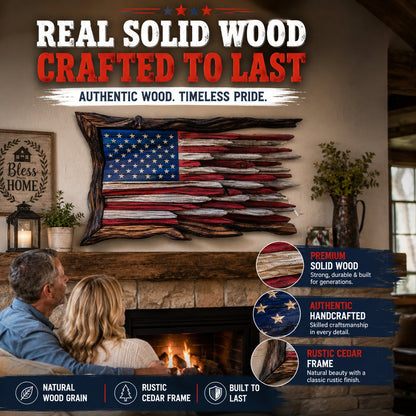 🇺🇸 Handmade Wooden American Flag Wall Art