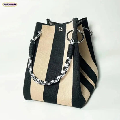 🌸🧶 Boho Woven Bucket Bag for Women- Handmade Knitted Crochet Shoulder Bag