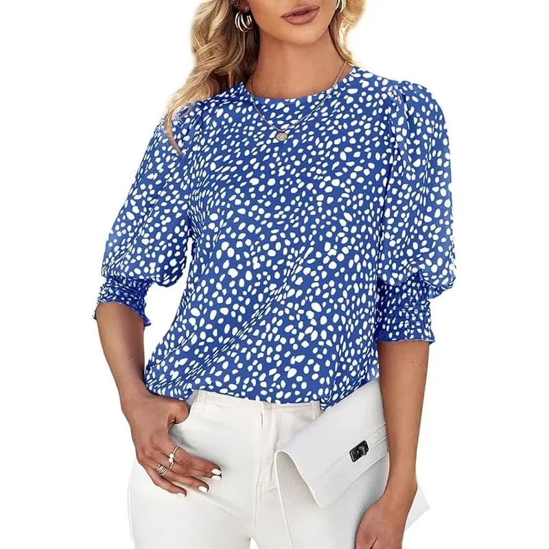 🔥LAST DAY 70% OFF- Women's Polka Dot 3/4 Sleeve Blouse Tops Ladies