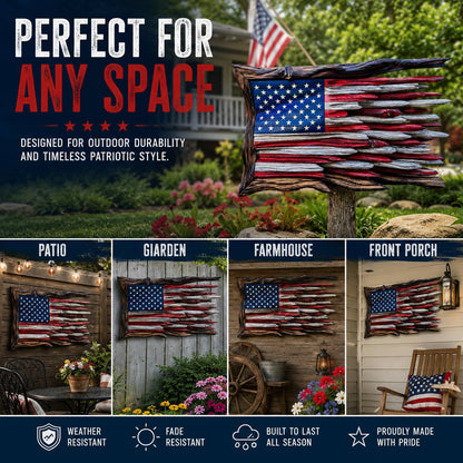 🇺🇸 Handmade Wooden American Flag Wall Art