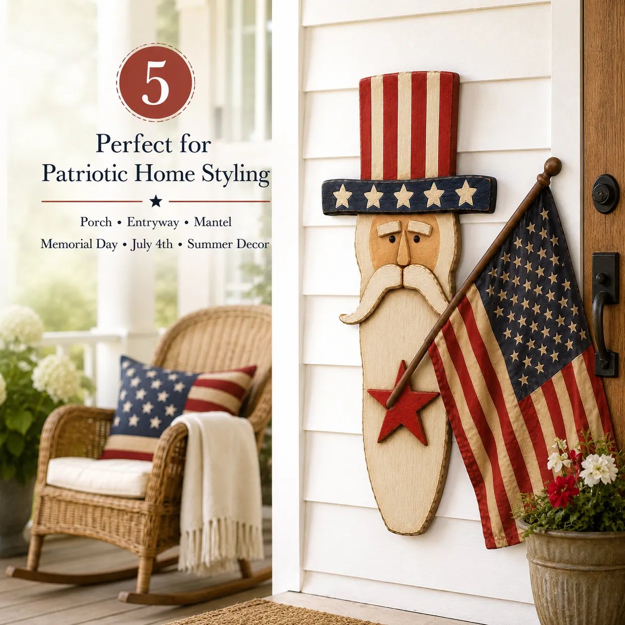 ✨ Uncle Sam Patriotic Wall Hanging – Vintage Americana 🇺🇸 49% Discount Today!