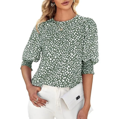 🔥LAST DAY 70% OFF- Women's Polka Dot 3/4 Sleeve Blouse Tops Ladies