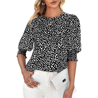 🔥LAST DAY 70% OFF- Women's Polka Dot 3/4 Sleeve Blouse Tops Ladies
