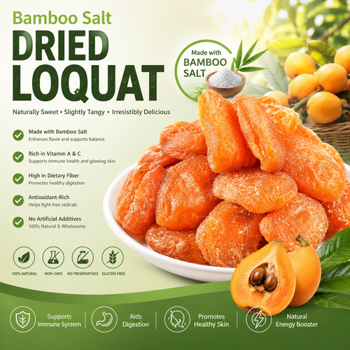 😋Bamboo Salt Dried Loquat - 🍃Natural Healthy Green Snack