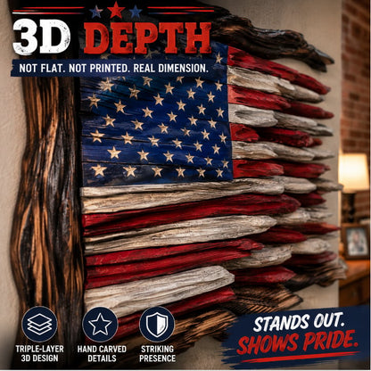🇺🇸 Handmade Wooden American Flag Wall Art