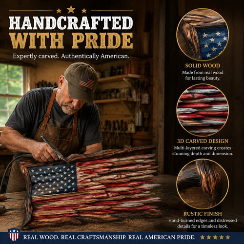 🇺🇸 Handmade Wooden American Flag Wall Art