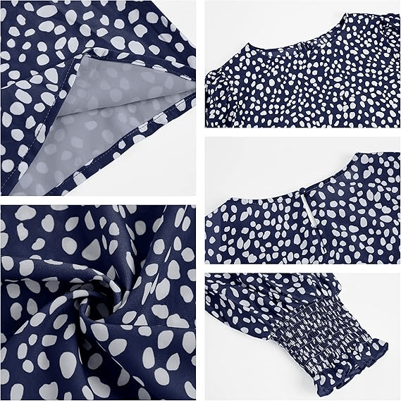 🔥LAST DAY 70% OFF- Women's Polka Dot 3/4 Sleeve Blouse Tops Ladies