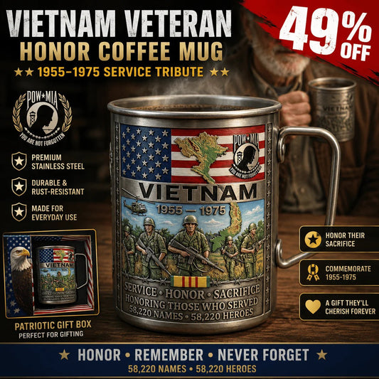 🔥LAST DAY 49% OFF 🎖️2026 Vietnam Veteran Honor Coffee Mug – 1955-1975 Service Tribute