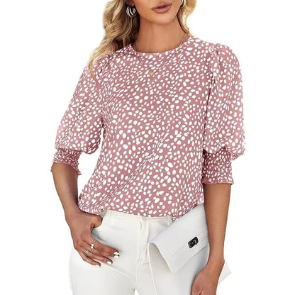 🔥LAST DAY 70% OFF- Women's Polka Dot 3/4 Sleeve Blouse Tops Ladies
