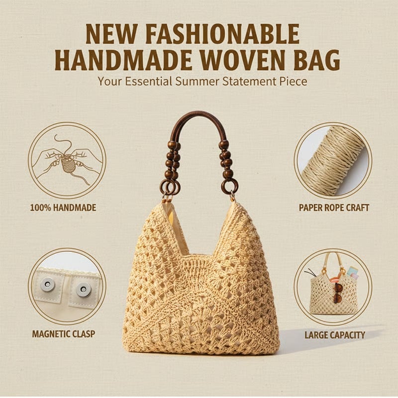 𝐎𝐟𝐟𝐢𝐜𝐢𝐚𝐥 𝐁𝐫𝐚𝐧𝐝 𝐒𝐭𝐨𝐫𝐞 | Primglam® Woven Straw Shoulder Bag