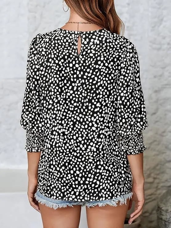 🔥LAST DAY 70% OFF- Women's Polka Dot 3/4 Sleeve Blouse Tops Ladies