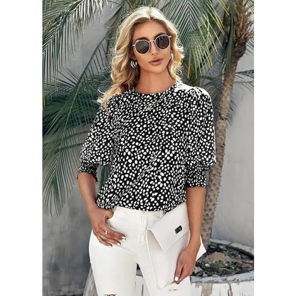 🔥LAST DAY 70% OFF- Women's Polka Dot 3/4 Sleeve Blouse Tops Ladies