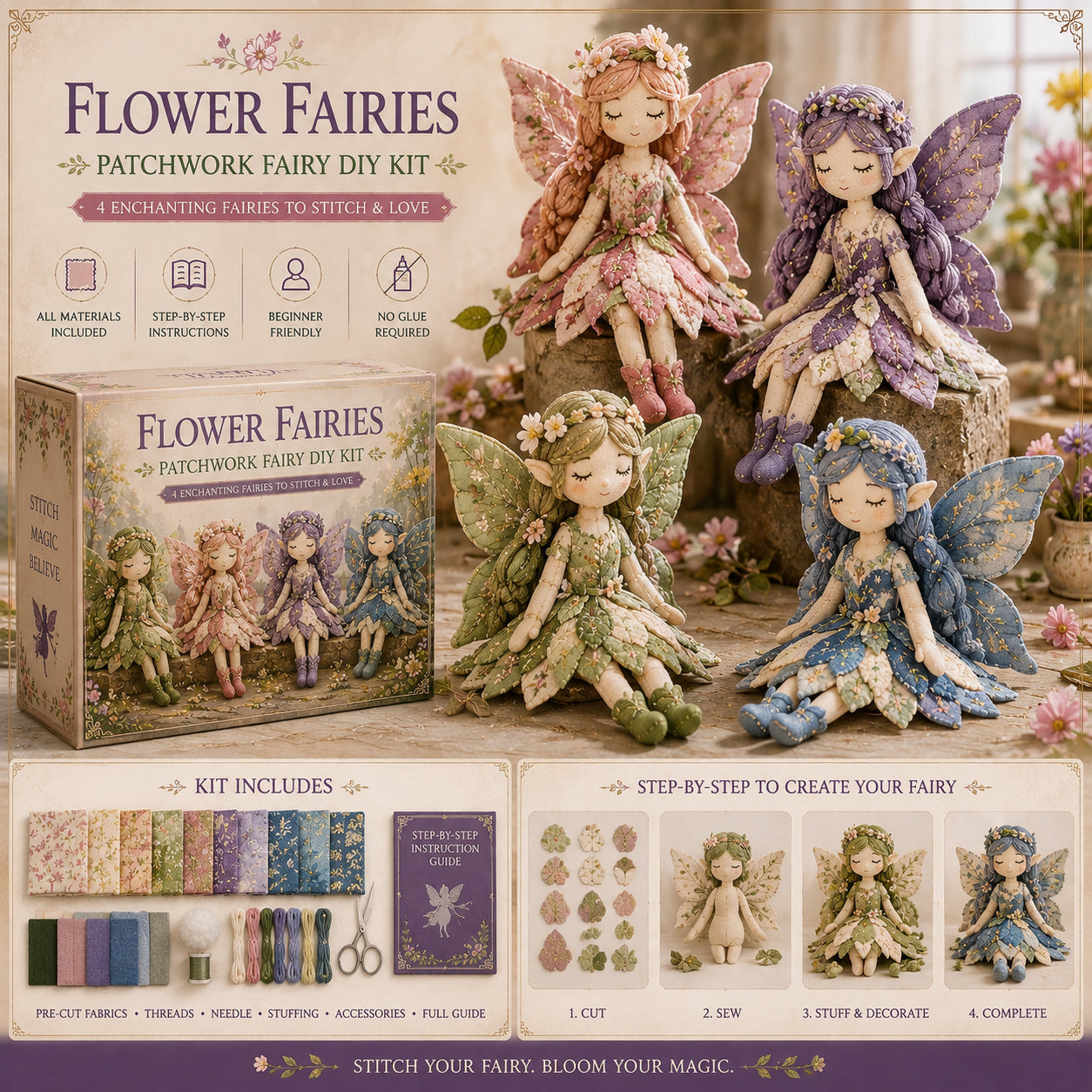 🔥Limited Edition, Only 100 Sets Left! - 🌸Fairy Patchwork DIY Collection ✨