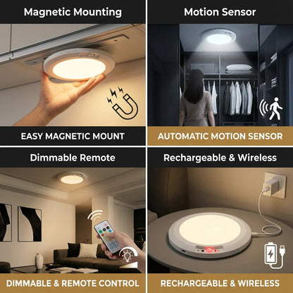 𝐎𝐟𝐟𝐢𝐜𝐢𝐚𝐥 𝐁𝐫𝐚𝐧𝐝 𝐒𝐭𝐨𝐫𝐞 | Primglam® Rechargeable Magnetic Wireless Motion Sensor Ceiling Light with Remote